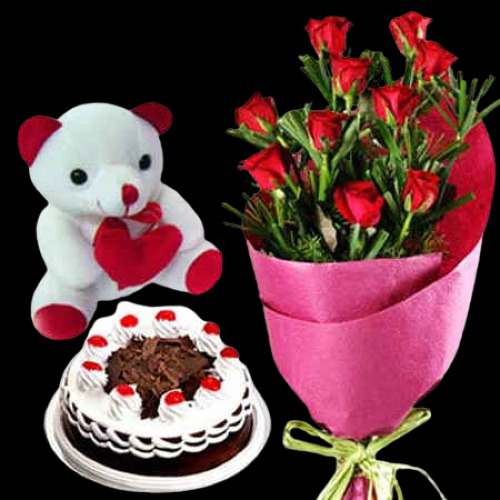 Romantic-cake-teddy-Combo